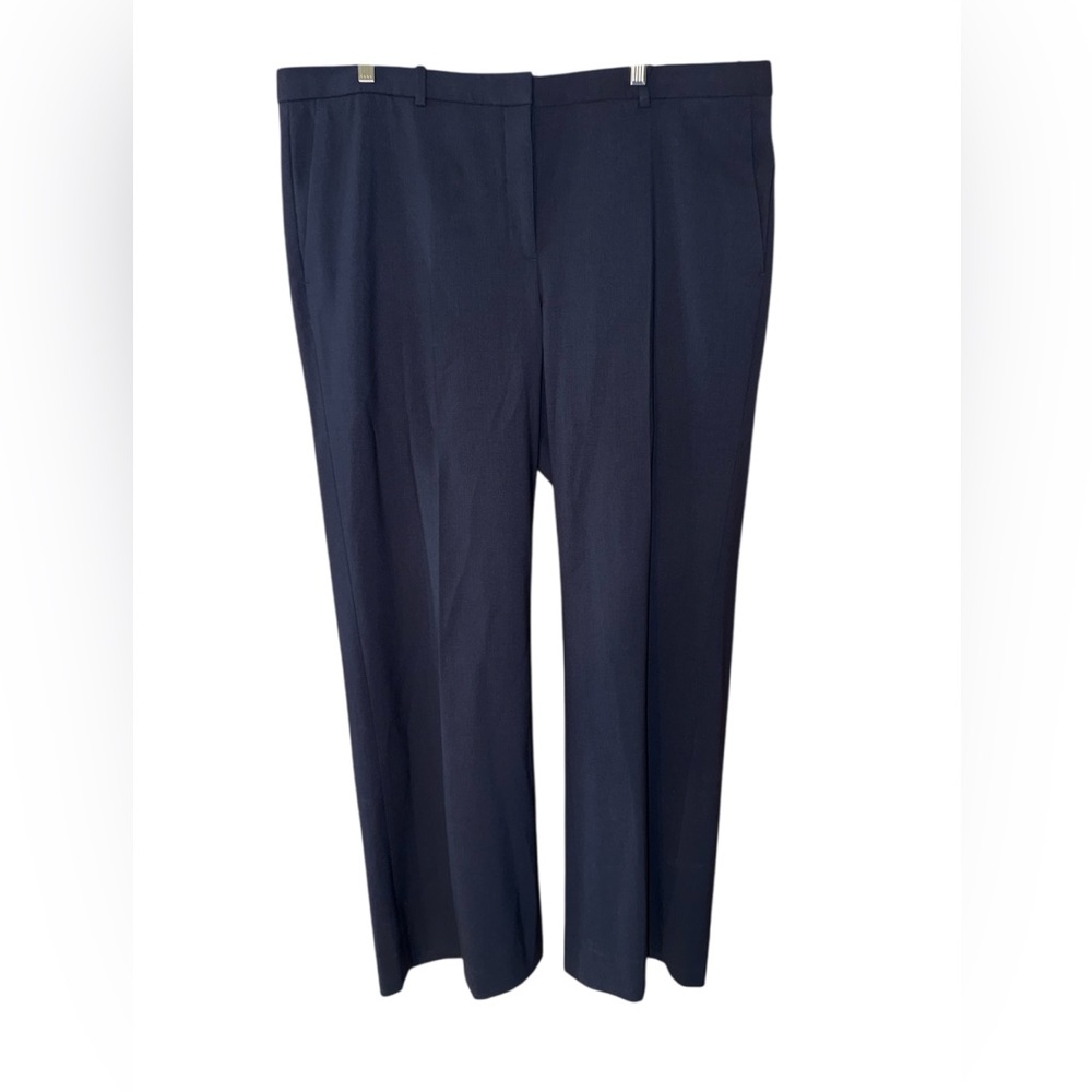Theory Demitria Traceable Wool Flare Dress Pants Size 18 Sea Blue